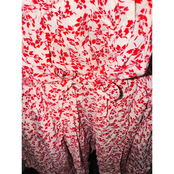 Free People One Fine Day Floral-Print Mini Dress Red White Romantic Cottage Core - Picture 12 of 14